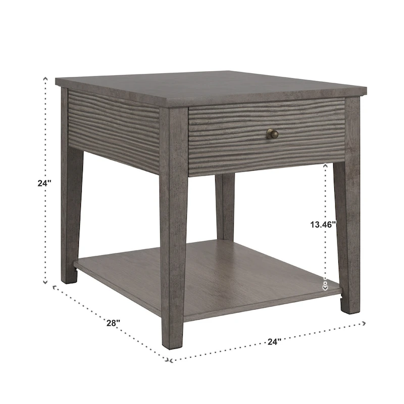 Coober Antique Grey Finish Grey Fiber Cement Table with Shelf by iNSPIRE Q Modern
