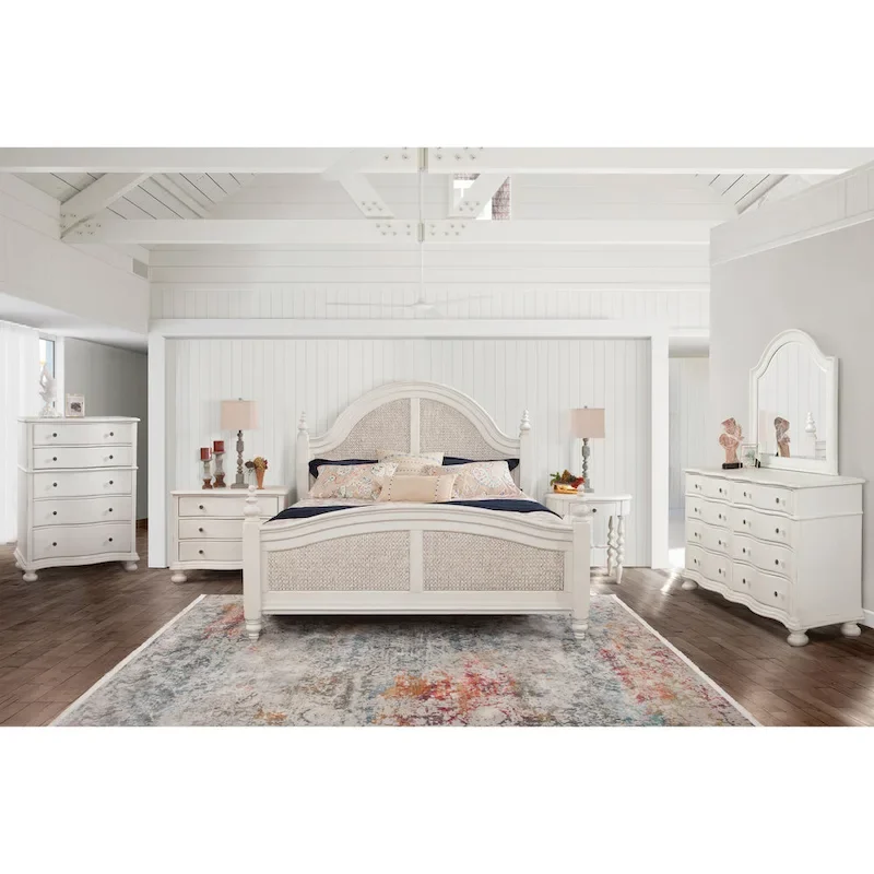 Roanoke Dove White Woven Panel Bed