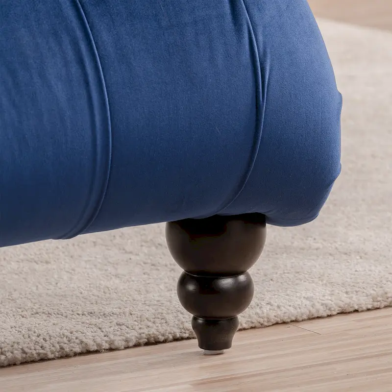 Blue 27.17 Buttons Tufted Chaise Lounge Chair with Nailheads