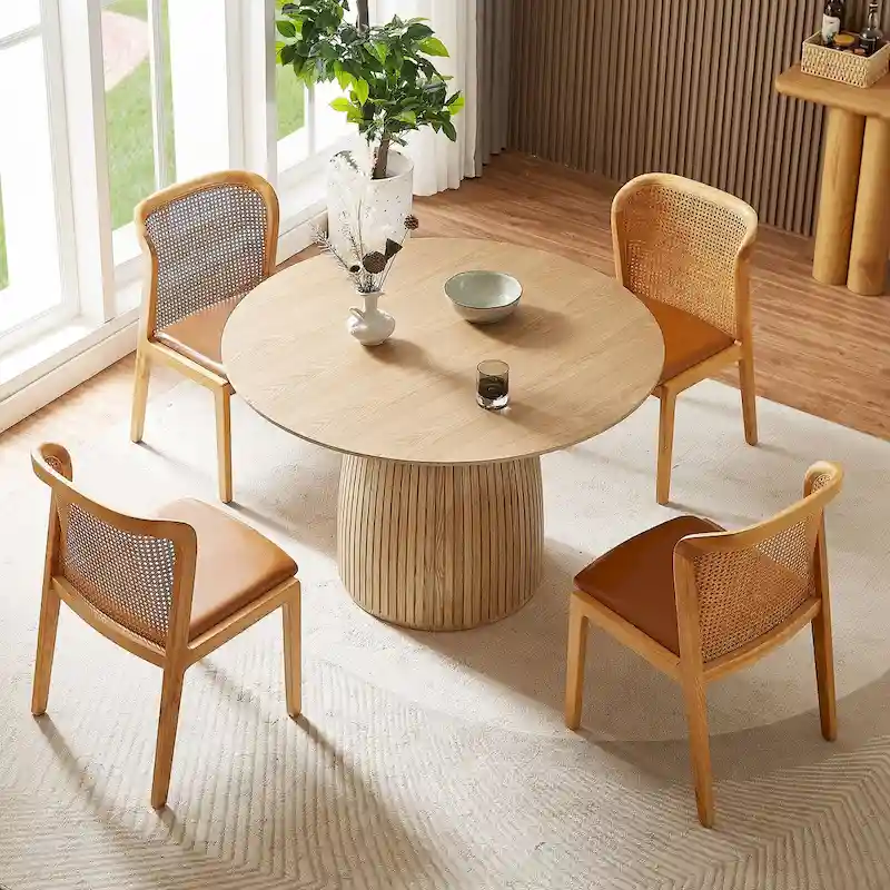 Round Dining Table Kitchen Table Small Space Dining Table MDF for 4-6 People - D 47.24  x H 49.63
