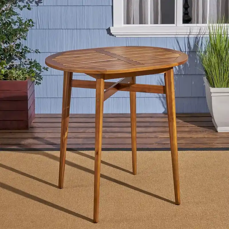 Stamford Outdoor Rustic Acacia Wood Slat Top Bar Table by Christopher Knight Home - 39.75L x 30.50W x 39.75H
