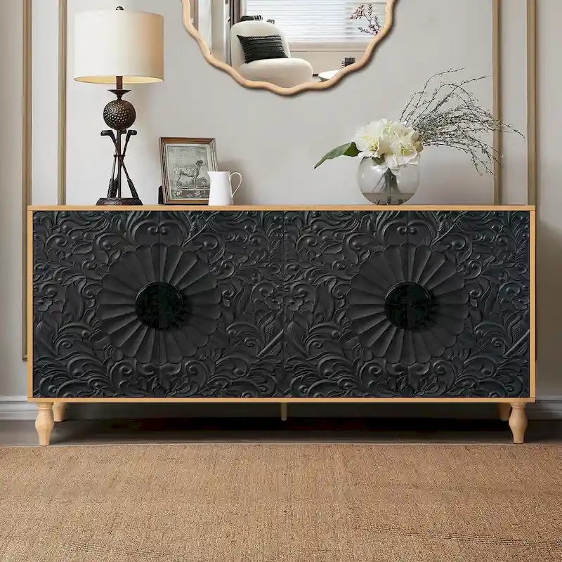62.99W Modern Sideboard Storage Cabinet with 4-Door - N/A