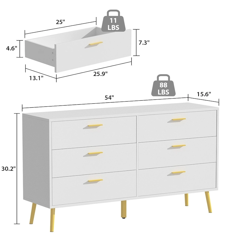 FUFU&GAGA Modern Double 6-Drawer Dresser Chest Of Drawers Cabinet