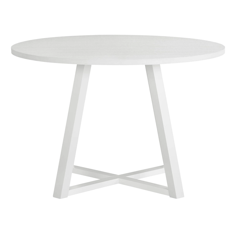 Roundhill Furniture Edo Round Dining Table, Trestle Base, White Finish