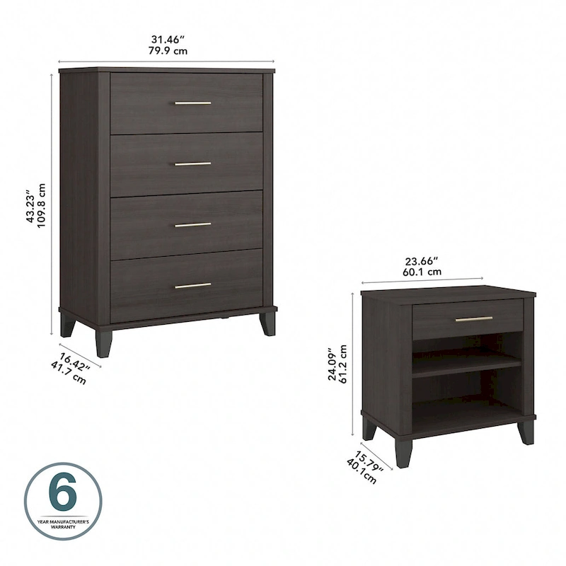 Somerset Chest of Drawers and Nightstand Set by Bush Furniture