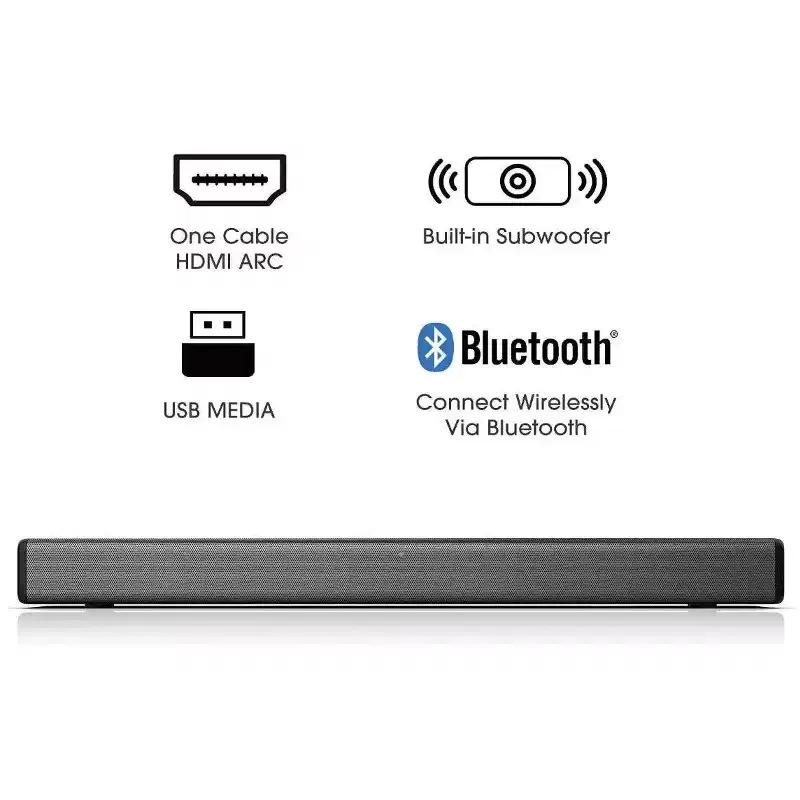 Refurbished: Hisense 2.1ch Sound Bar, Built-in Subwoofer, HS214 Black, - Manufactuer Refurbished