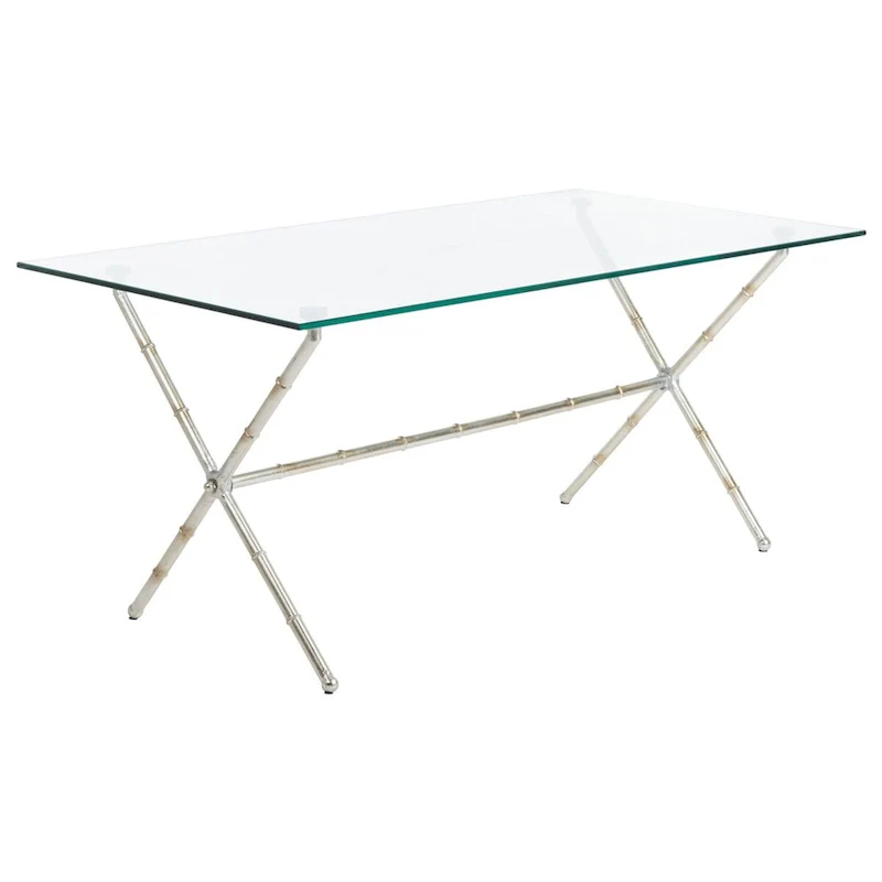 SAFAVIEH Treasures Jocelyn Bronze-Ish Silver/ Glass Top Accent Table - 37.4 x 19.7 x 17