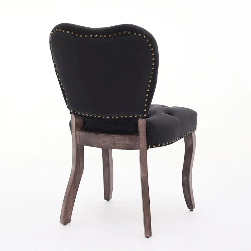 Velvet Tufted Dining Chairs Set of 2 with Wooden Legs