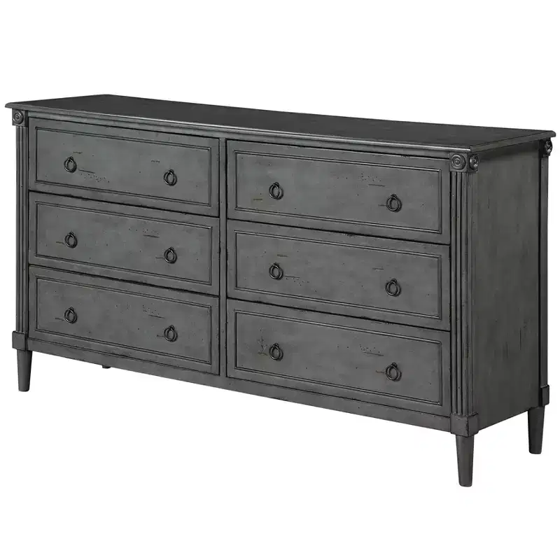 Latimer Traditional 6 Drawers Dresser Antique Gray - HOMES: Inside + Out: Vintage Storage for Bedroom