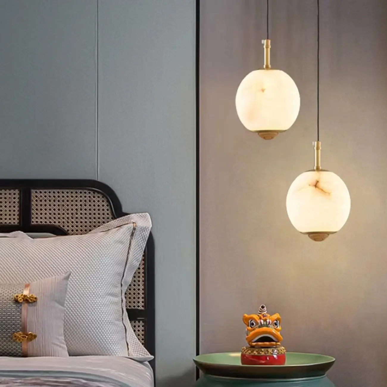 Modern Gold Globe Alabaster Kitchen Pendant Lighting