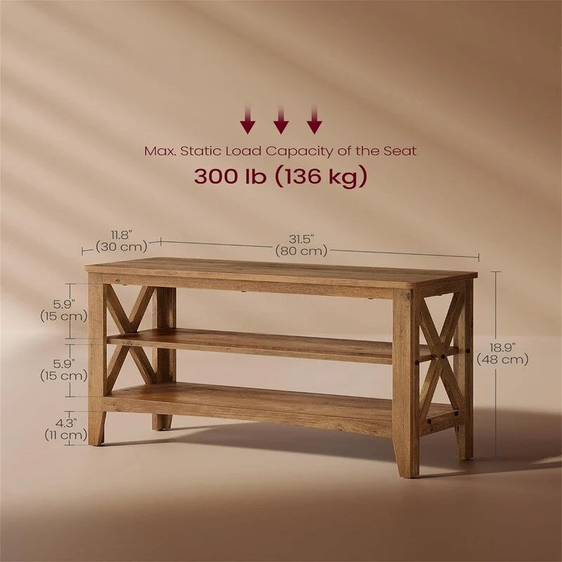 2-Tier Shoe Rack - 11.8D x 31.5W x 18.9H