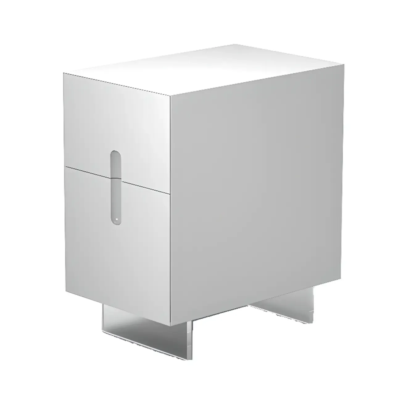 Modern White Wood Clear Base 2-Drawer Nightstand