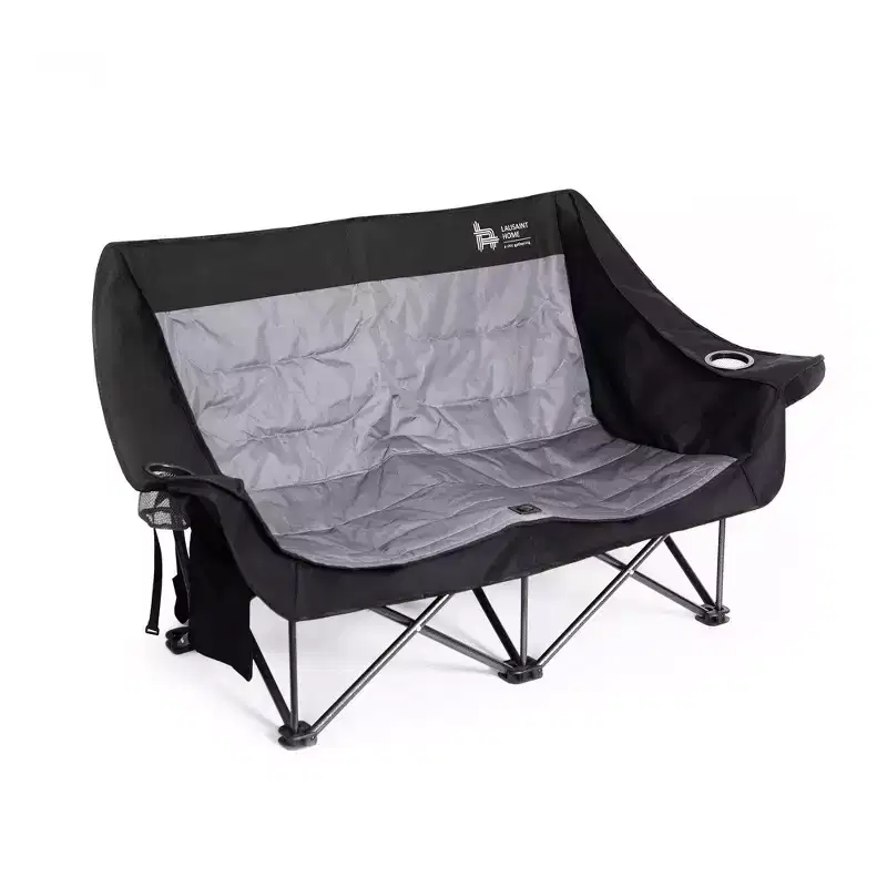 LAUSAINT HOME Double Camping Chair, Folding Oversized Camping Loveseat with Cup Holder for Patio