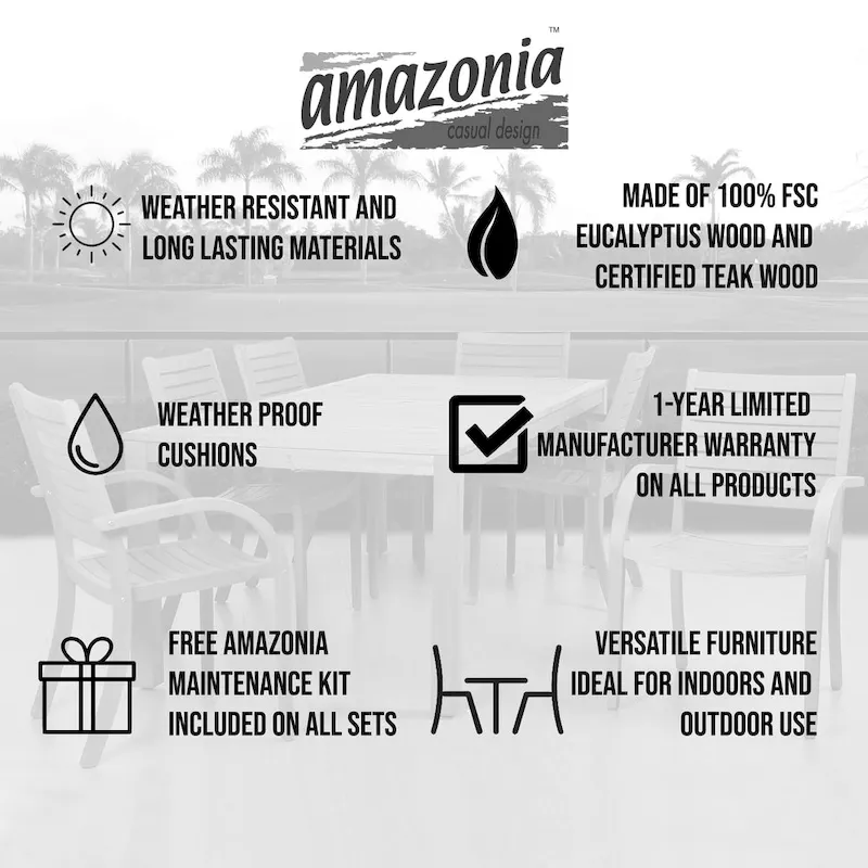 Amazonia Albany 7-piece Eucalyptus Wood Patio Dining Set - 7 Piece