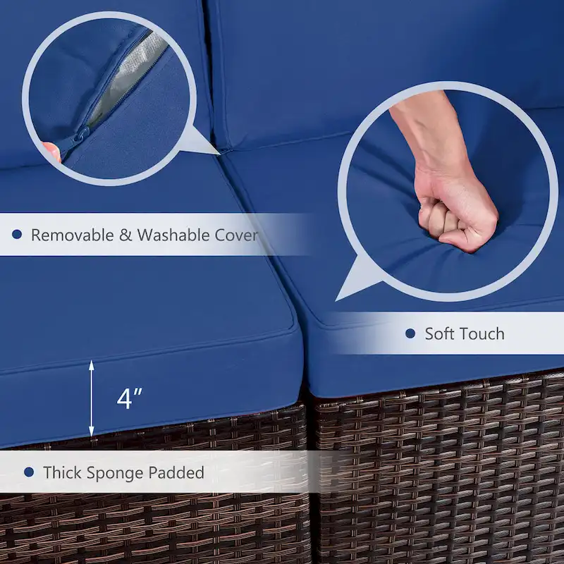 Costway 7PCS Patio Rattan Furniture Set 30 Fire Pit Table Cover - See Details