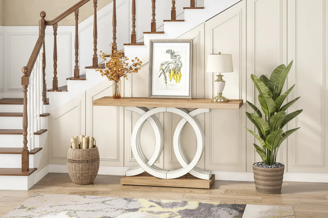 Farmhouse Console Sofa Table, 55 Inches Entryway Hallway Foyer Table