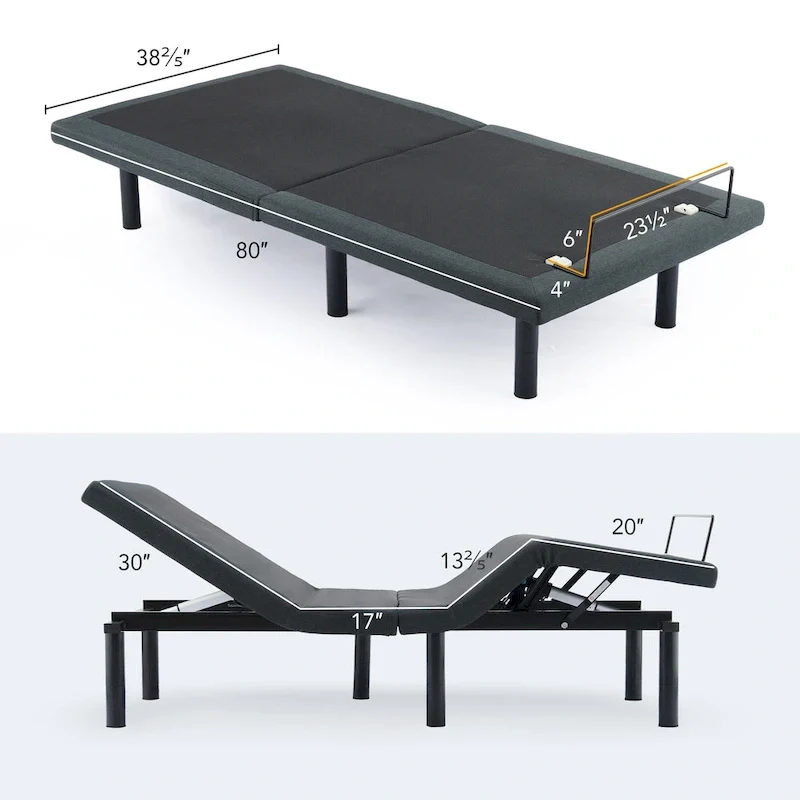 Massaging Zero Gravity Adjustable Bed with Wireless Remote and Underbed Lighting