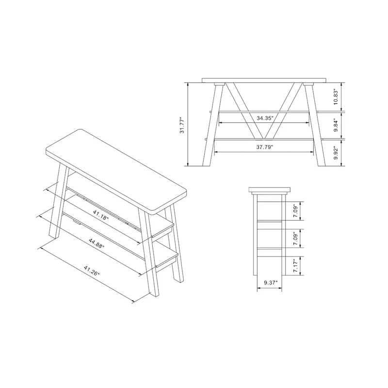 47-inch 2-Open Shelf Console Table