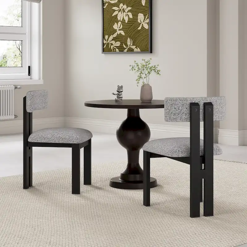 Astura Upholstered Dining Chairs, Iron Frame, Set of 2 by Christopher Knight Home