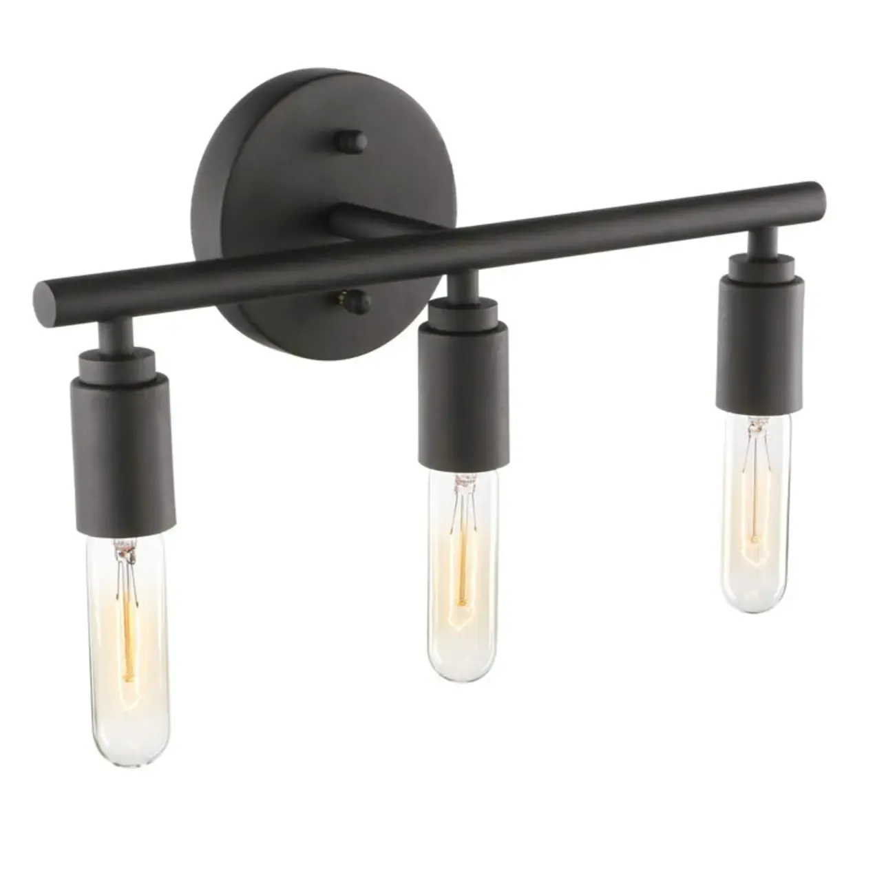 Industrial 3 Black Head Vanity Light with Bulb Shade