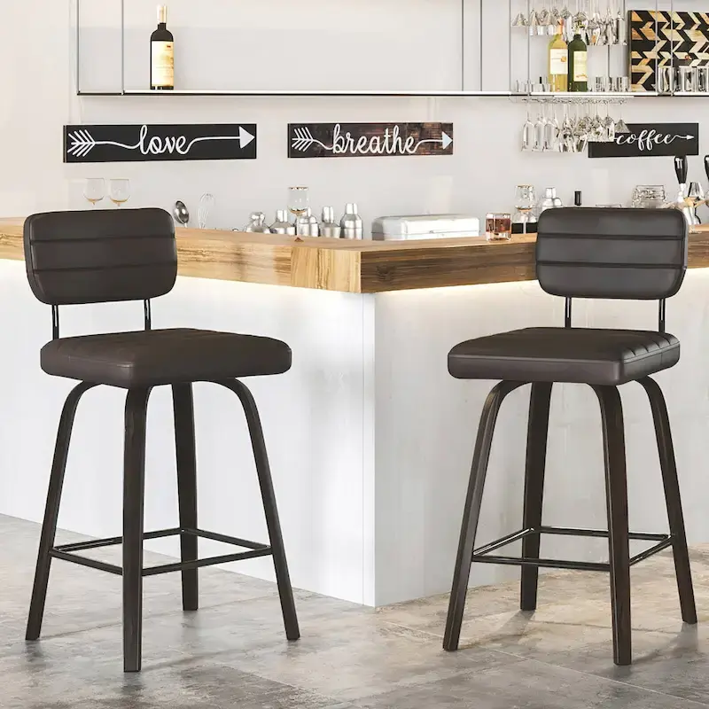 Swivel Counter Height Bar Stool with PU Leather Seat