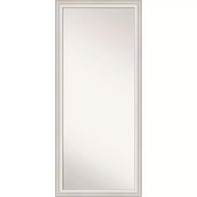 29" x 65" Non-Beveled Trio White Wash Silver Full Length Floor Leaner Mirror - Amanti Art