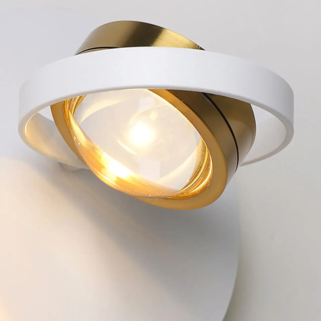 360° Rotatable Transparent Glass Metal Round Reading Wall Lamp