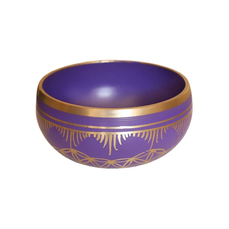 Cottage Handicraft ,Crown Charka - Violet Tibetan Singing Bowl with free Elephant Gift