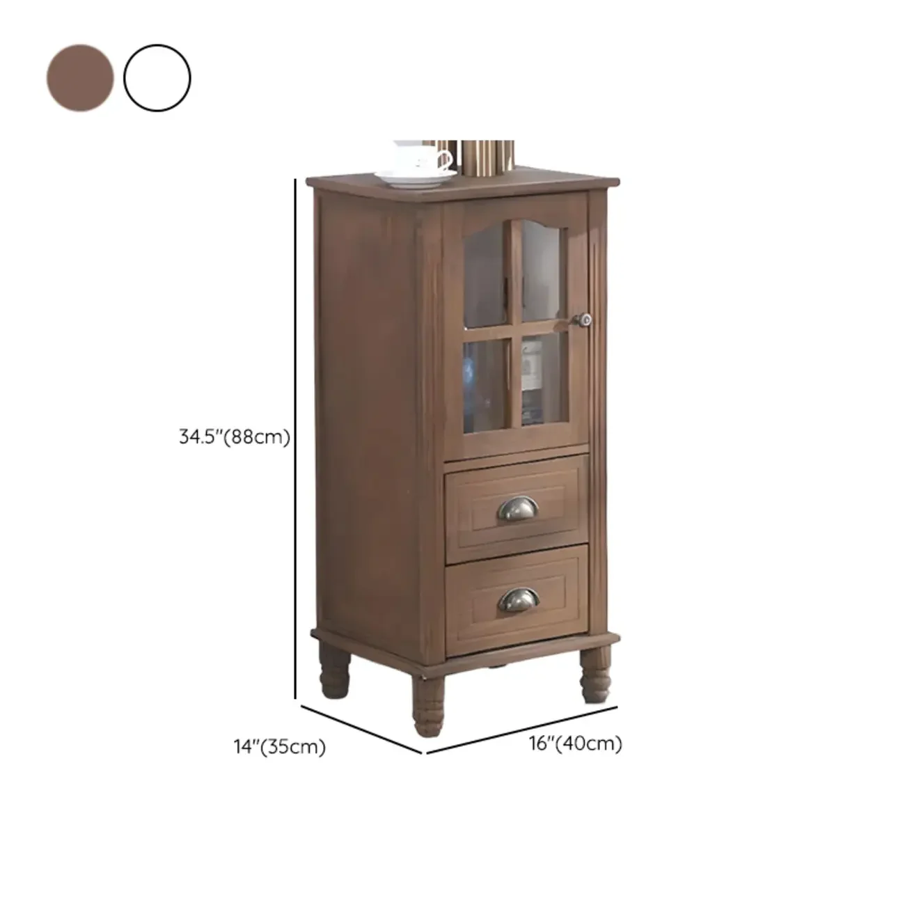 Freestanding Solid Wood White Cabinet with Drawers