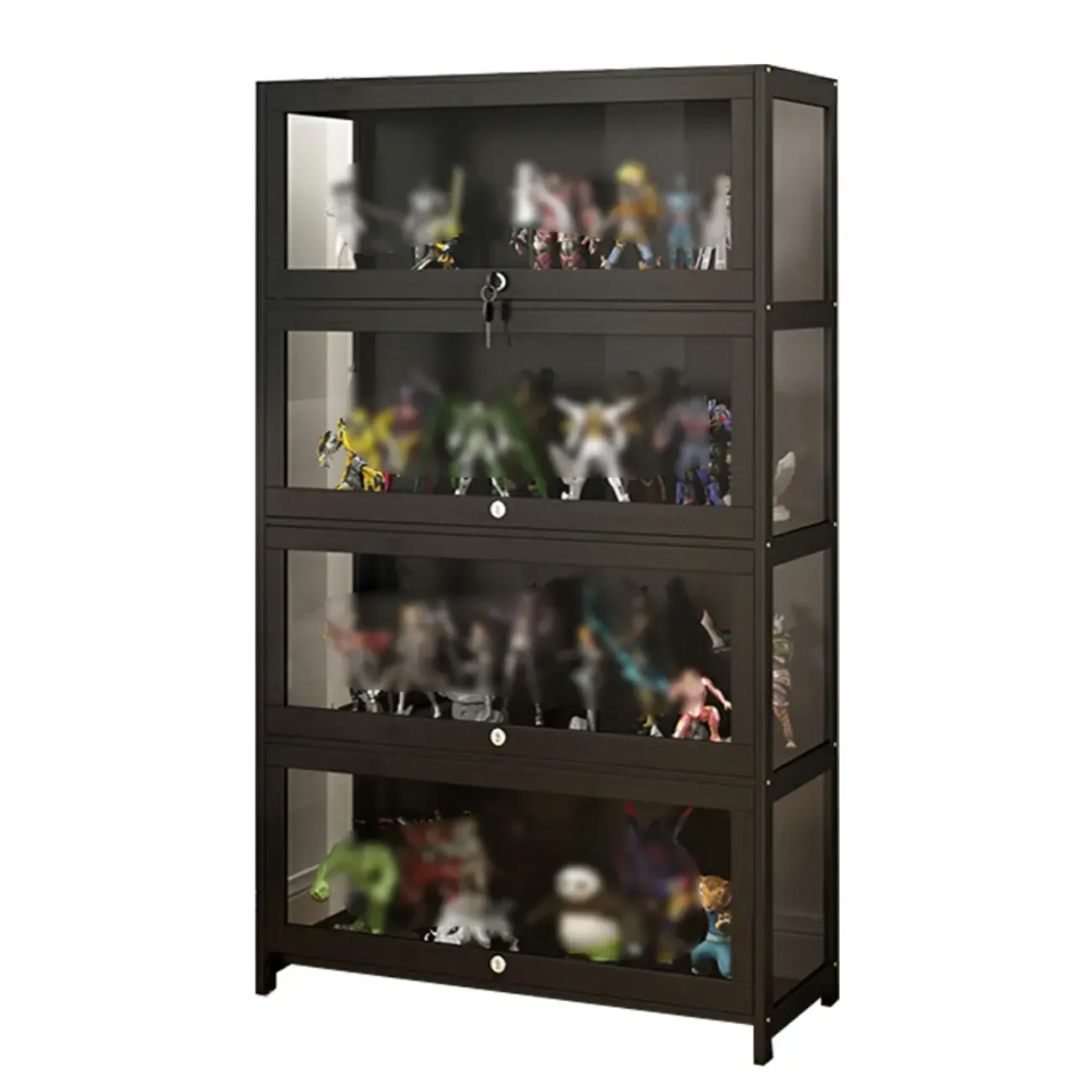 Living Room Modern Black Glass Figurine Display Cabinet