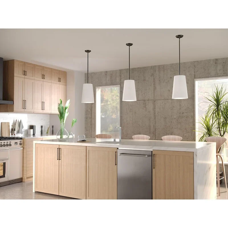 Clarion Collection One-Light Matte Black Etched White Transitional Pendant - 10.5 in x 10.5 in x 15.87 in