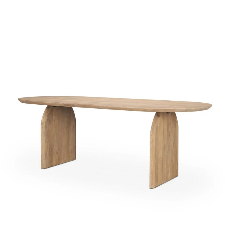 Isla Oval Dining Table w/Light Brown Wood Top & Arched Legs - 86.5L x 39.0W x 30.0H