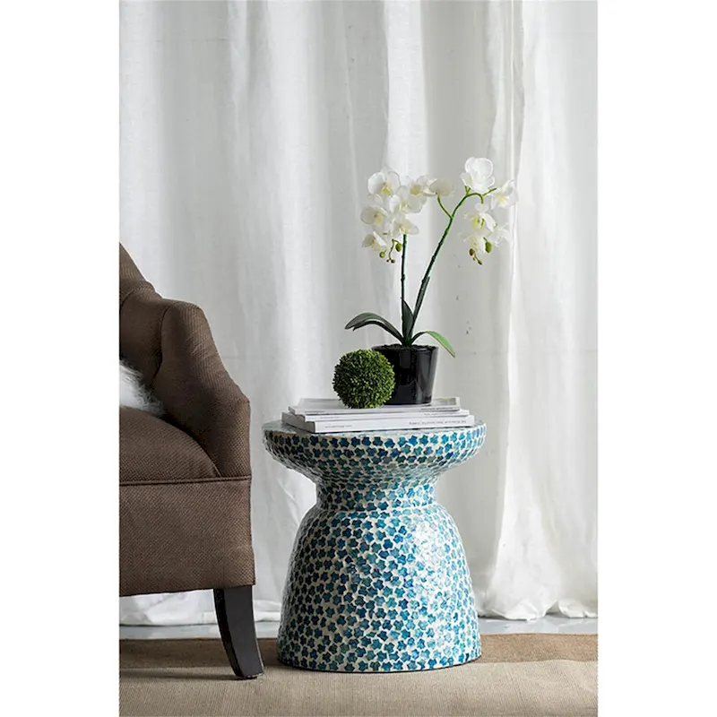 Capiz Shell Mosaic Stool and Side Table