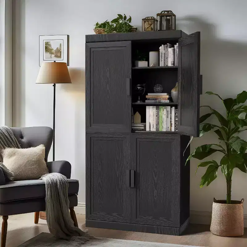 Dovelina Wood Modern Decorative Storage Cabinets Multipurpose Storage Cabinet - Black