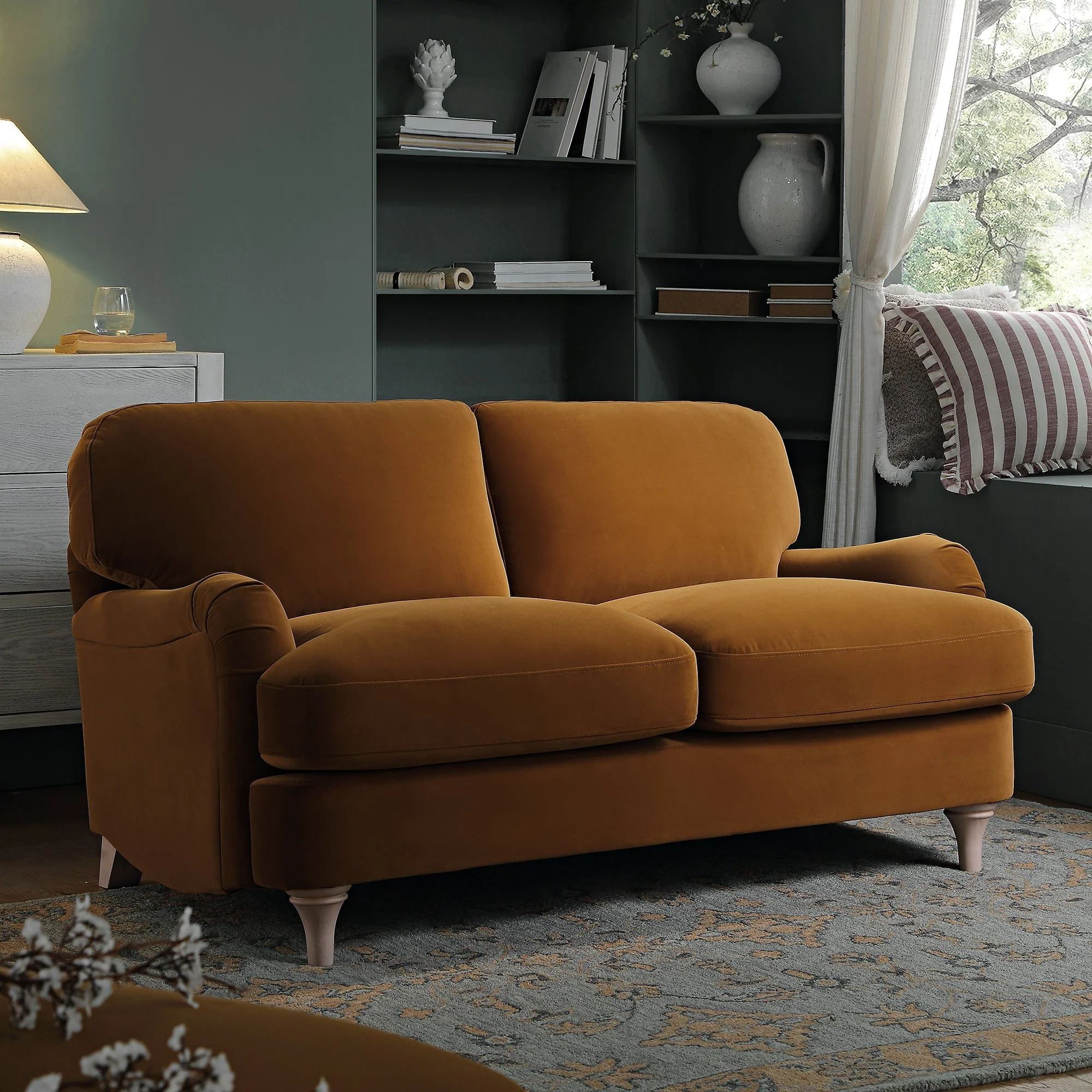Cinnamon Velvet Sofa, 2-Seater