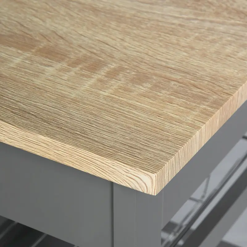 Rolling Kitchen Island Cart with Drawer & Wire Basket