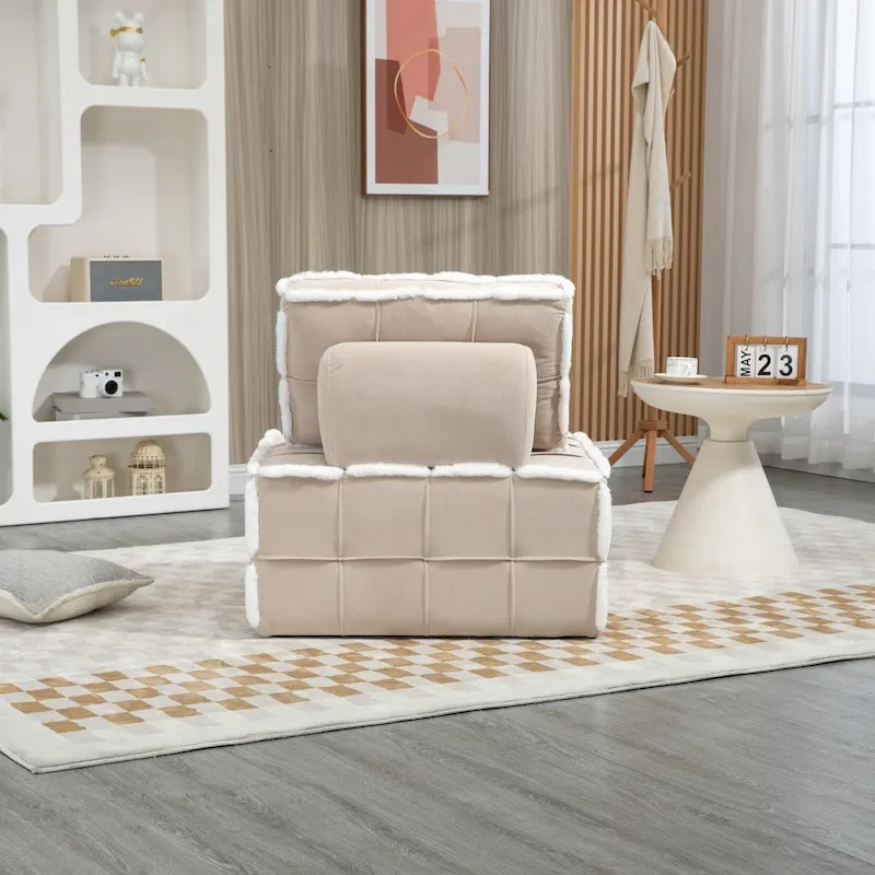 Upholstered Deep Seat Armless Chair Accent Single Lazy Sofa Lounge