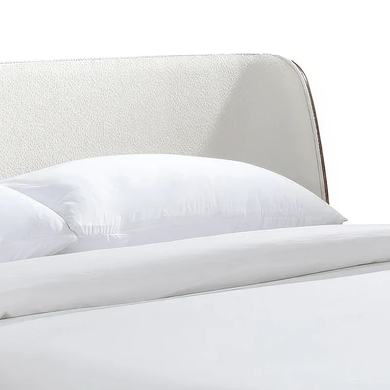 Furniture of America Beau Midcentury 3-Piece Boucle Wingback Low Profile Bedroom Set