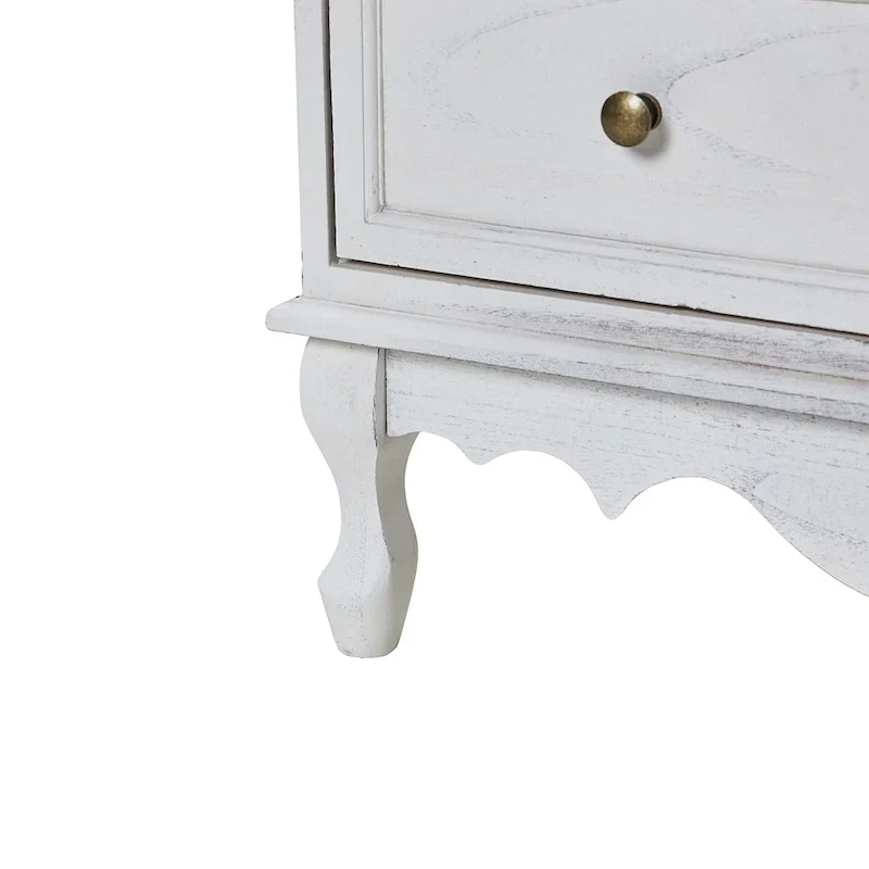 Distressed Farmhouse 3-Drawer Nightstand with Charging Station