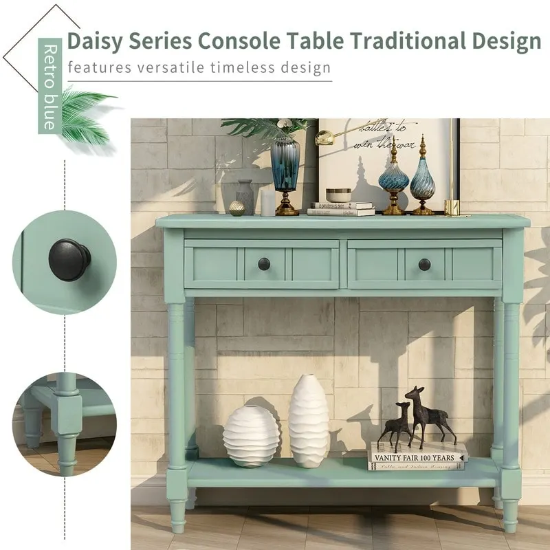 Console Table with 2 Drawers and Bottom Shelf