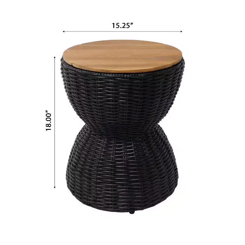 Christopher Knight Home Somchai Modern Acacia Wood Patio End Table with Wicker Hourglass Base and Round Slatted Tabletop