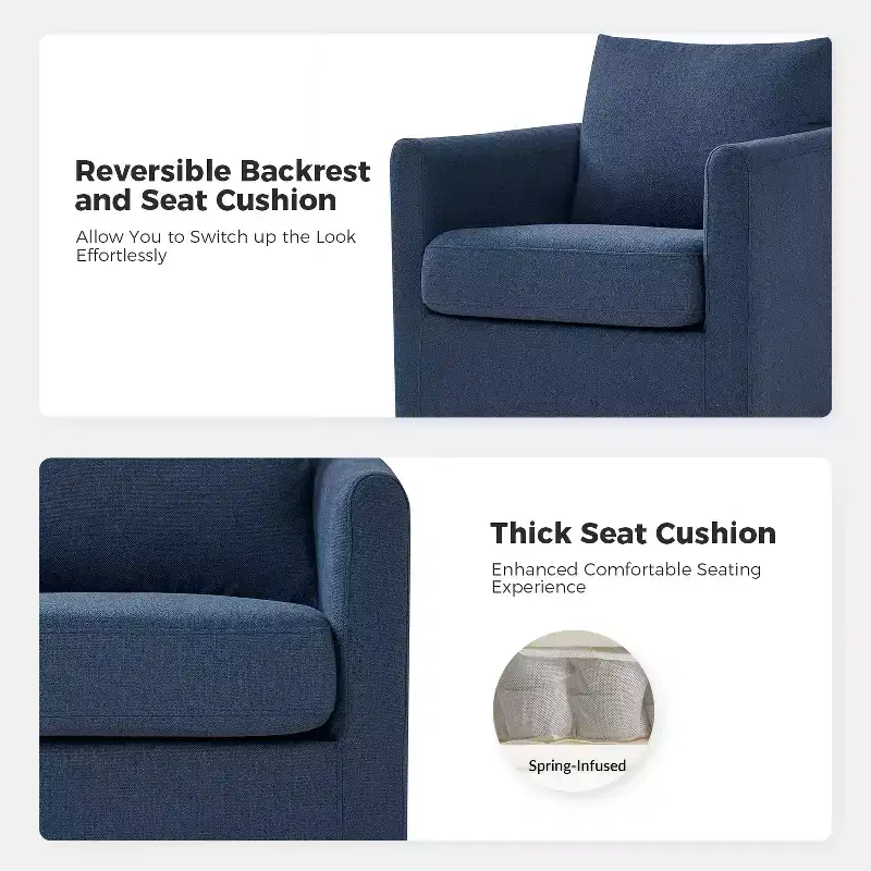 Bernhard Slipcovered Swivel Chair with textured fabric and flared armrests| HULALA HOME