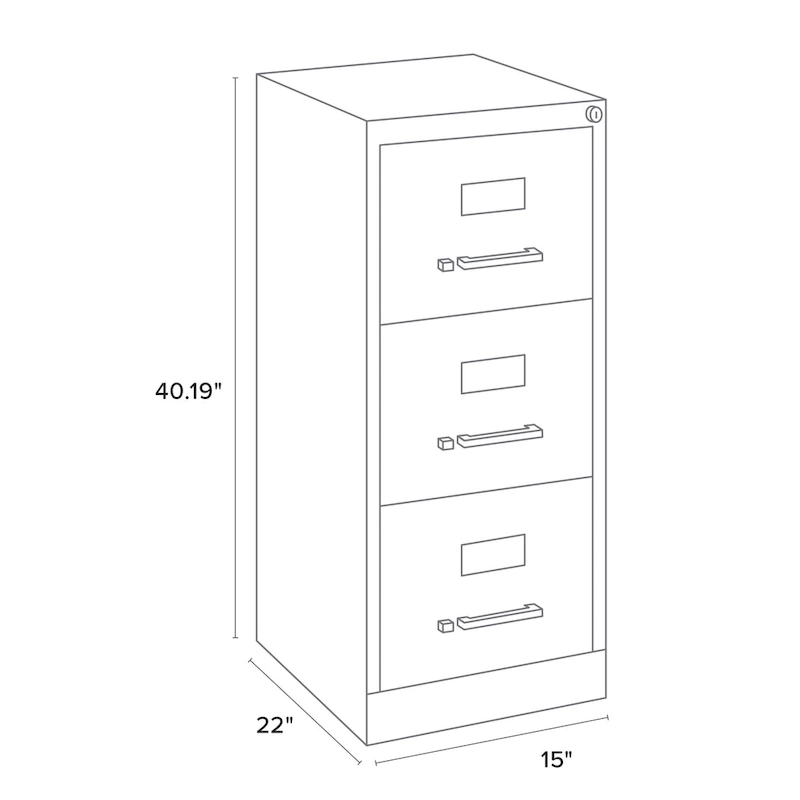 Hirsh 22-in Deep 3 Drawer, Letter Width, Vertical File Cabinet