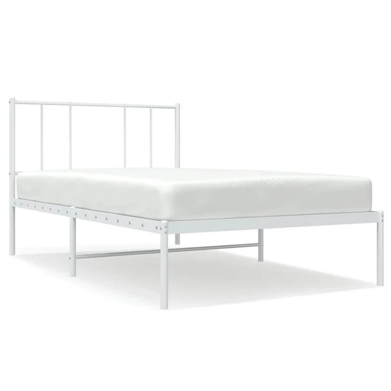 vidaXL Metal Bed Frame with Headboard, No Mattress