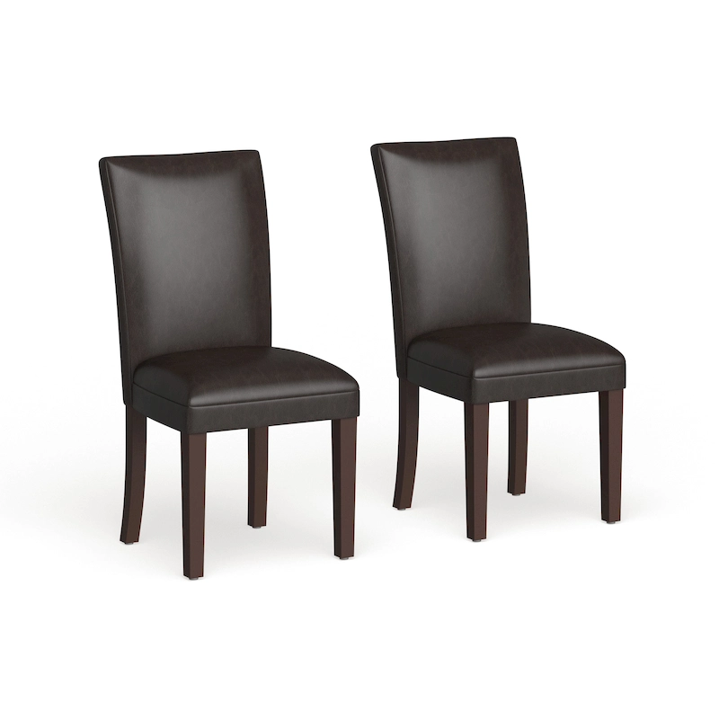 Homepop Parsons Dining Chair - Brown Faux Leather - set of 2