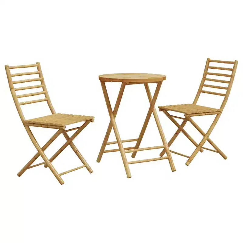 vidaXL Bistro Set Natural Bamboo Bamboo Standard Size Foldable