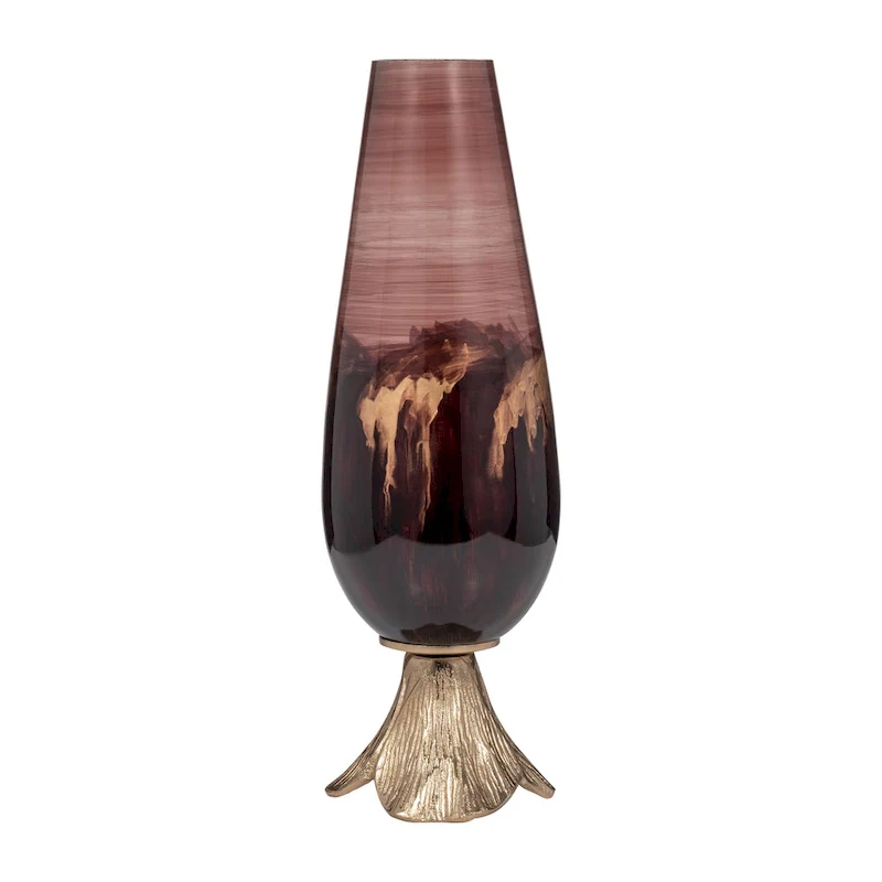 Sagebrook Home Abstract Glass Vase with Gold Accents