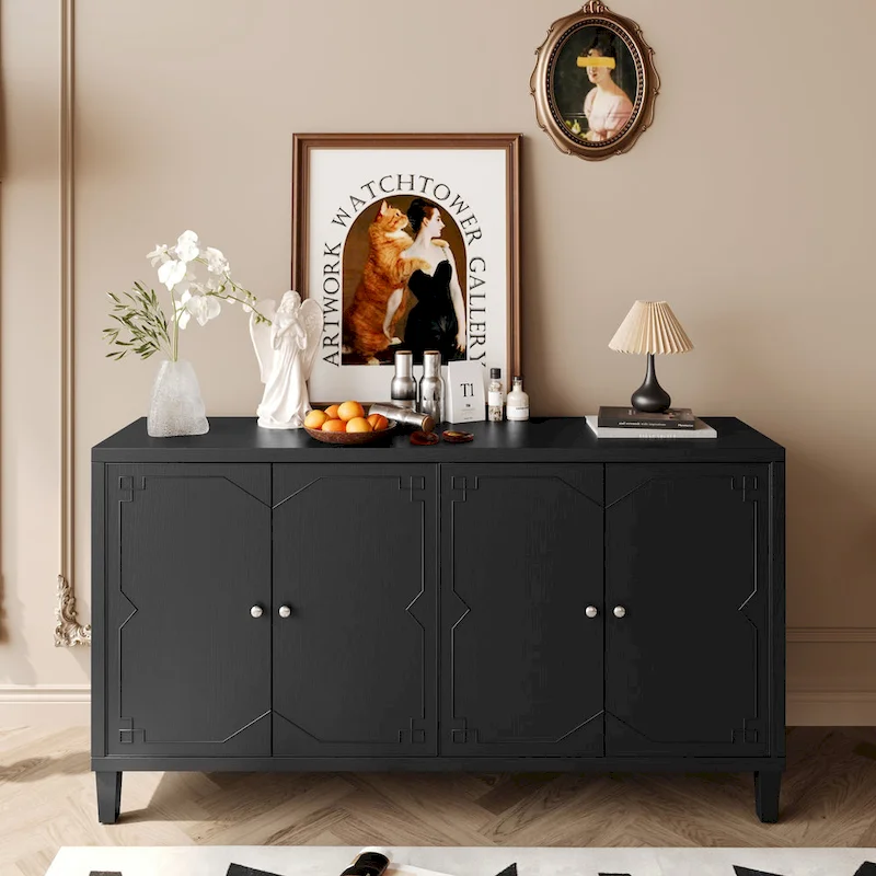 4 Door Wooden Cabinet Sideboard for Living Room