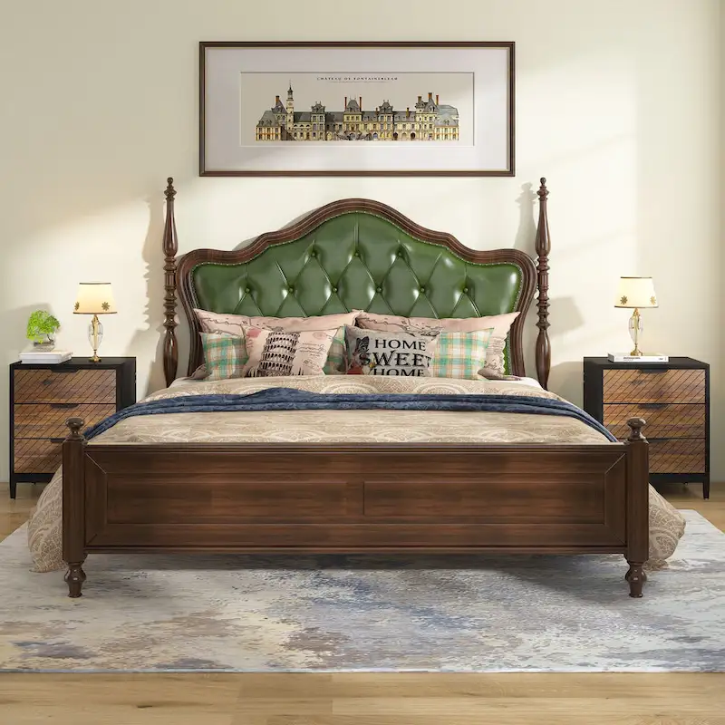 Modern Wood Grain Nightstand with Drawers