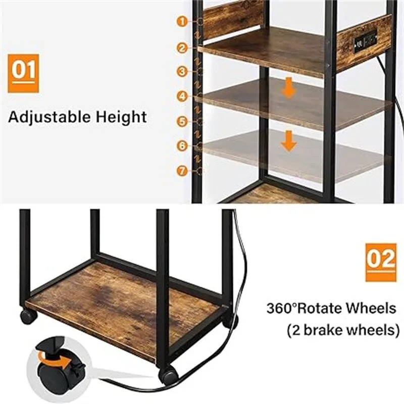 3-Tier Movable Printer Stand - 19Dx 14Wx 40H